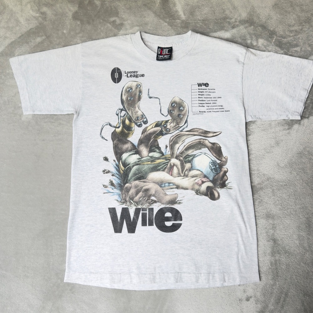 Vintage 1994 Wile E Coyote Looney League T-Shirt Giant Tee Jays Gray XL USA Made